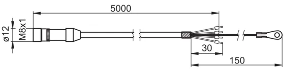 Daten- und Versorgungsleitung M8 mit 5 m Kabel (Z 178.D05)
