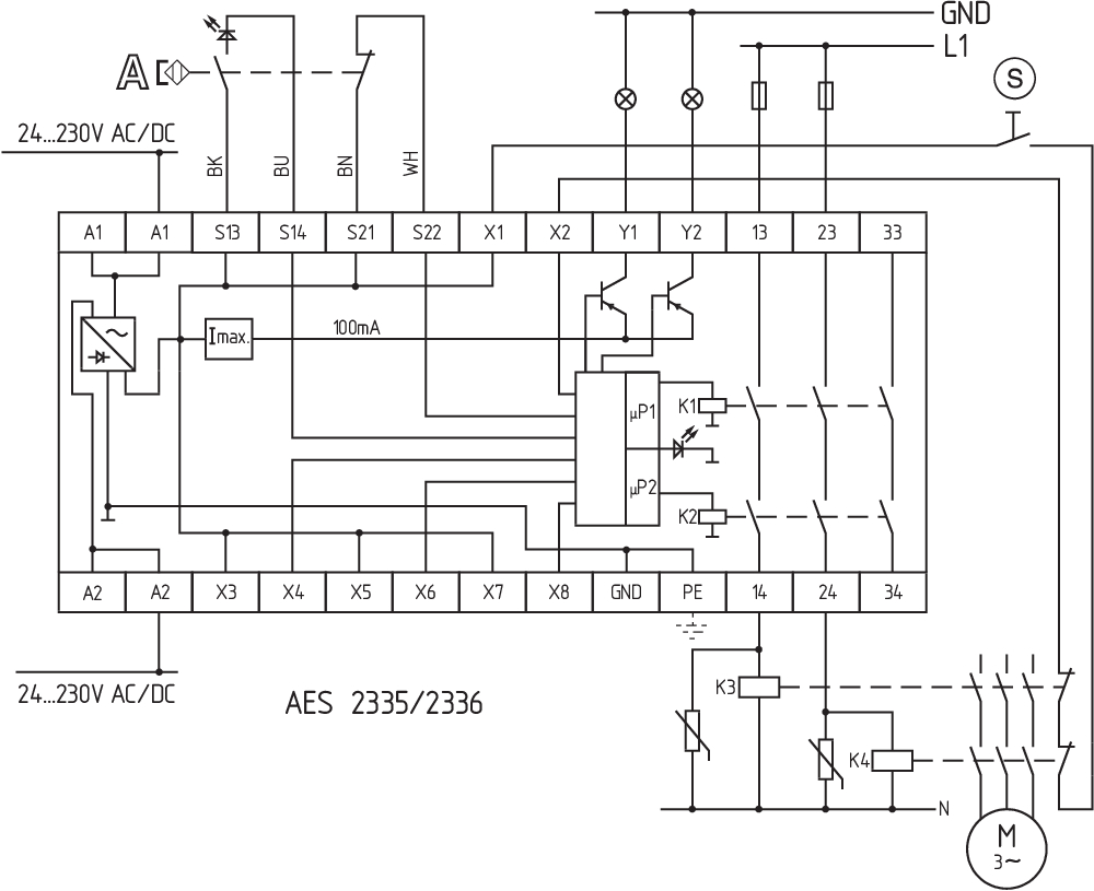 AES 2336 UE: 24...230V AC/DC 101181678 - Schmersal产品图片
