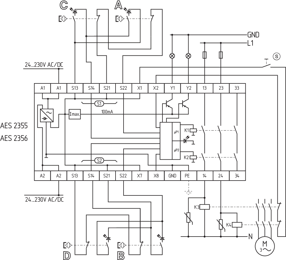 AES 2356 UE: 24...230V AC/DC 101181683 - Schmersal产品图片