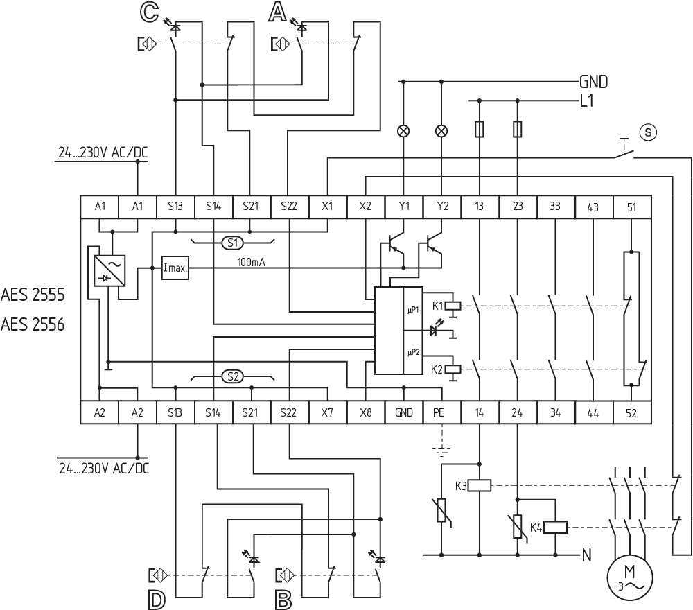 AES 2555 UE: 24...230V AC/DC 101181684 - Schmersal产品图片