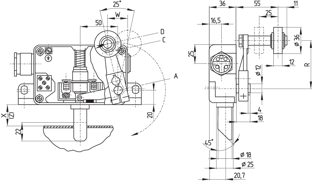AV 18RB2KX20U 45 GR. N 101097339 - Schmersal产品图片