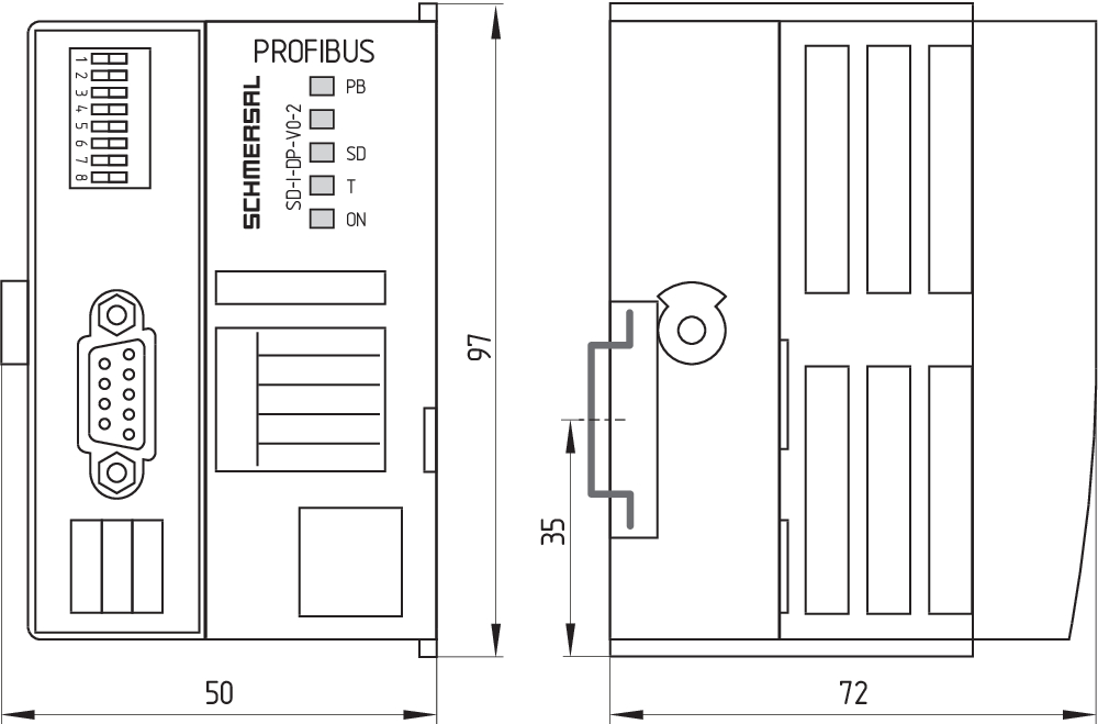 SD-I-DP-V0-2 PROFIBUS-GATEWAY 101192805 - Schmersal产品图片